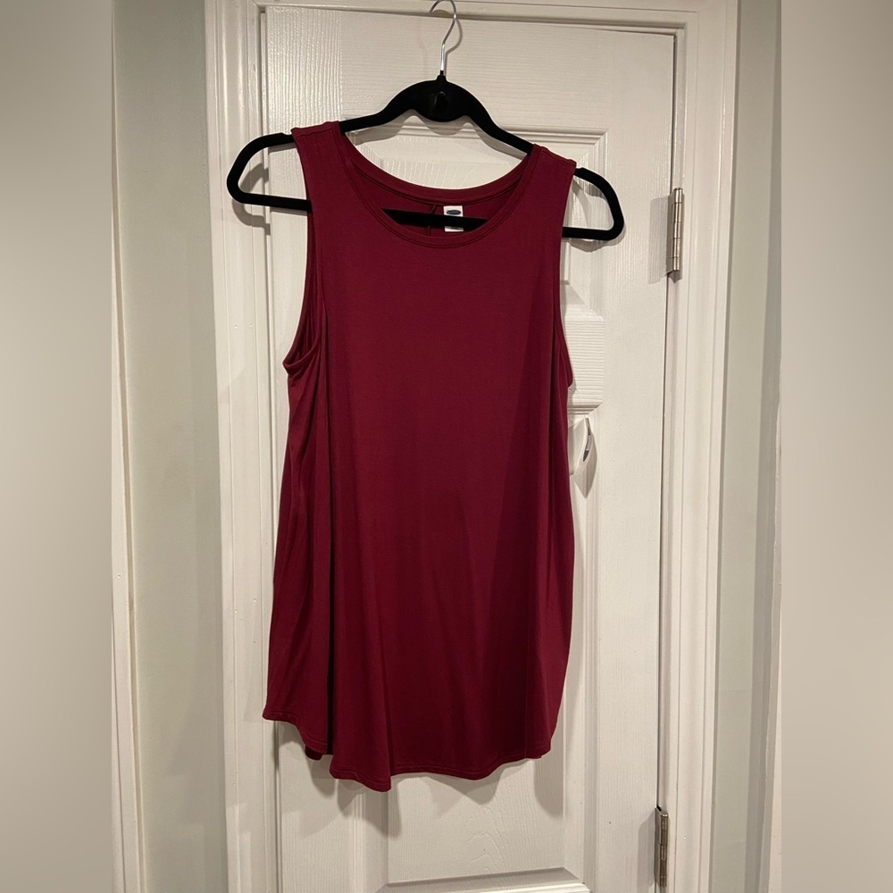 NWT Old Navy Luxe Size M Burgundy Scoop Neck Soft Flowy Stretch Tunic Tank Top - Picture 7 of 11